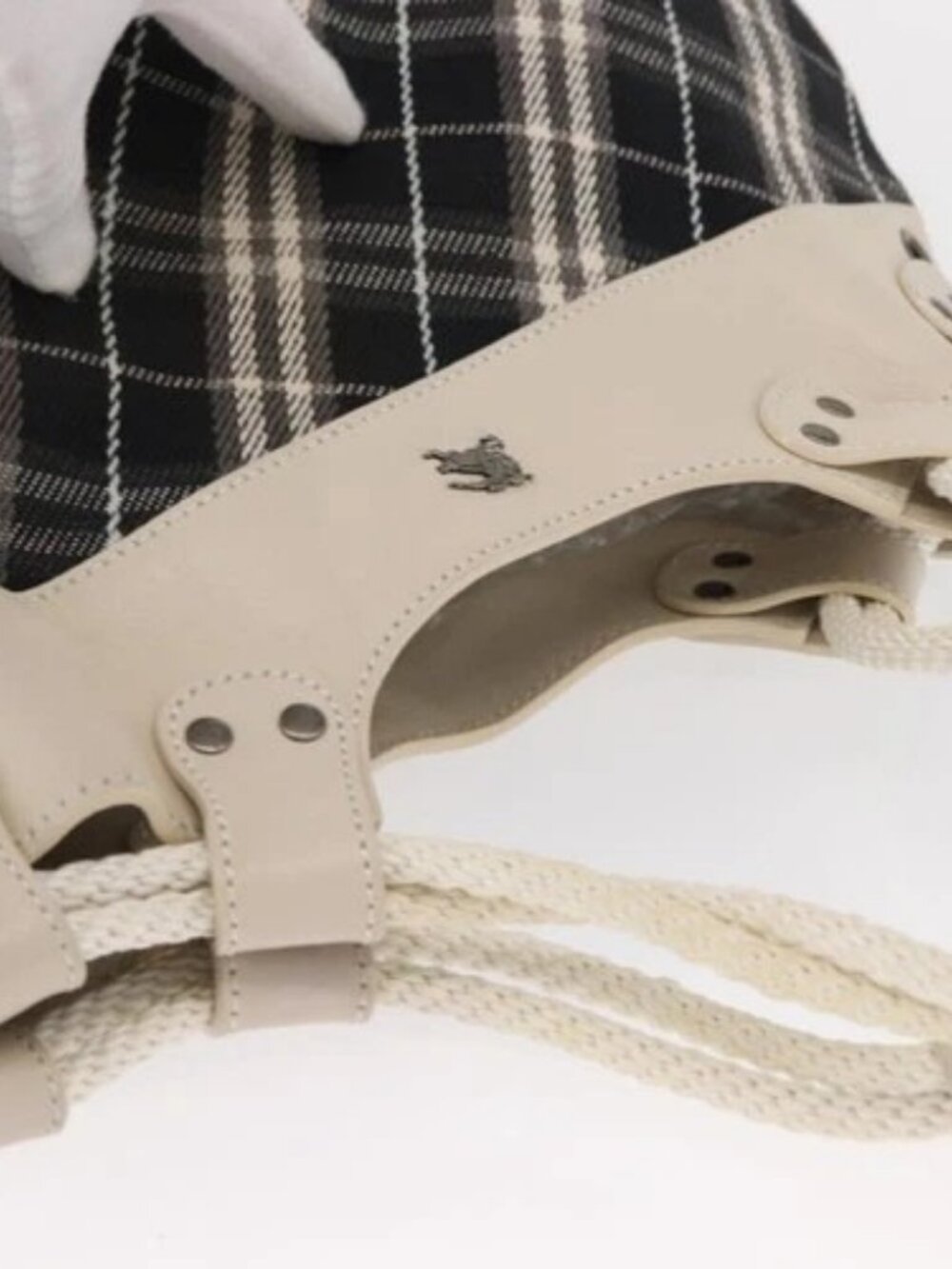 BURBERRY Nova Check Blue Label Hand Bag Canvas Black Auth 163921 - Picture 6 of 16